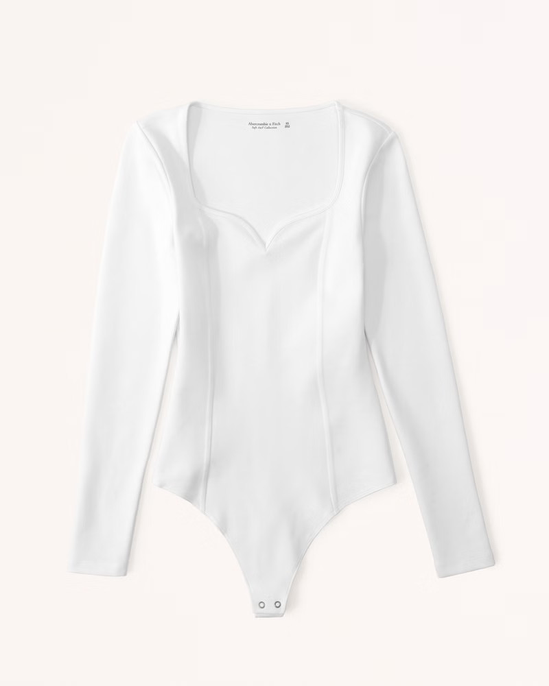 Women's Long-Sleeve Ponte Sweetheart Bodysuit | Women's Tops | Abercrombie.com | Abercrombie & Fitch (US)