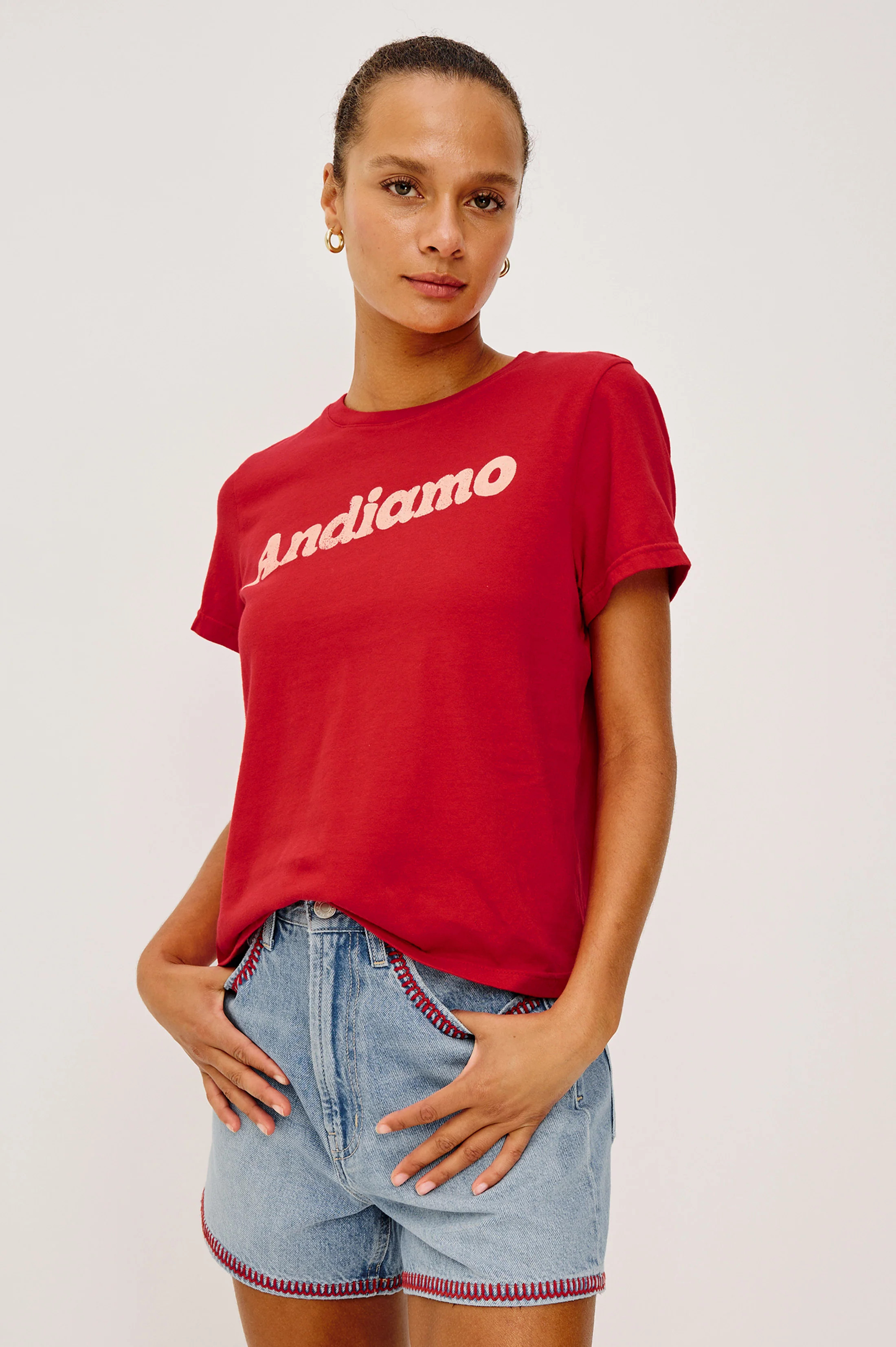 RAILS X GIADZY THE CLASSIC CREW T-SHIRT - ANDIAMO TOMATO | Rails