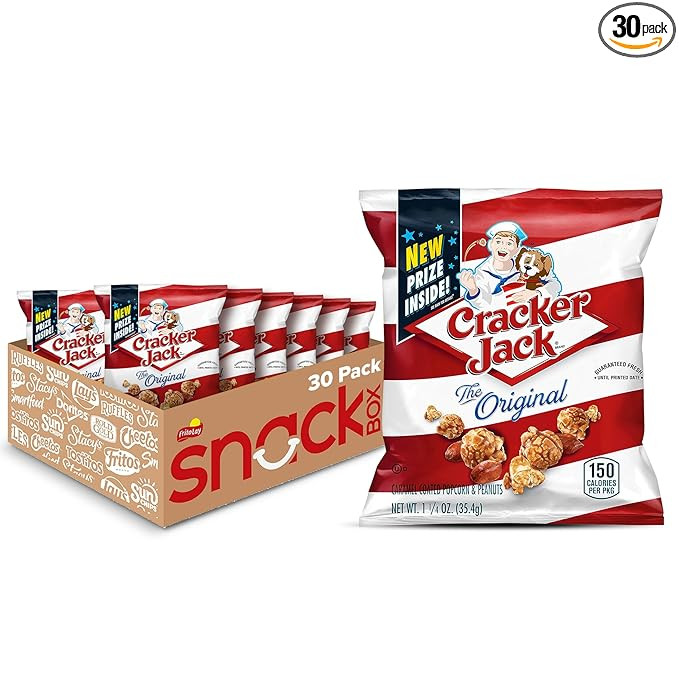 Cracker Jack Caramel Coated Popcorn & Peanuts, Original, 1.25 Ounce Bags (Pack of 30) | Amazon (US)