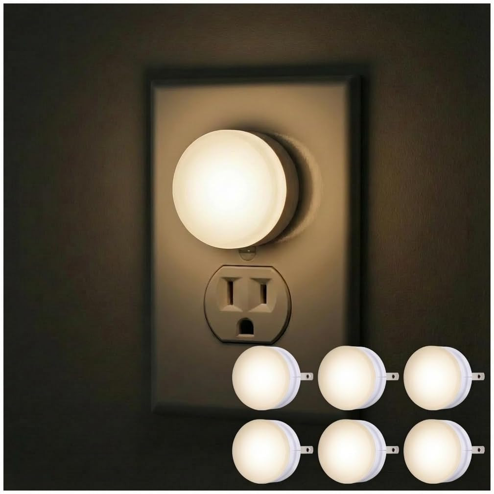Lights By Night Mini LED Night Light, Plug-In, Dusk to Dawn Sensor, Warm White, Compact, Ambient Lighting, LED Lights for Bedroom, Bathroom, Nursery, Hallway, Kitchen, 45176, 6 Pack | Amazon (US)