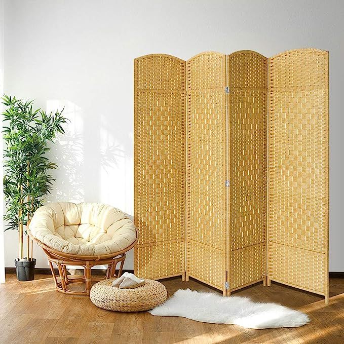 JOSTYLE Room Divider 6ft. Tall Extra Wide Privacy Screen, Folding Privacy Screens with Diamond Do... | Amazon (US)