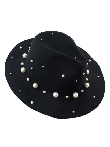 Fake Pearl Felt Floppy Hat | Rosegal US