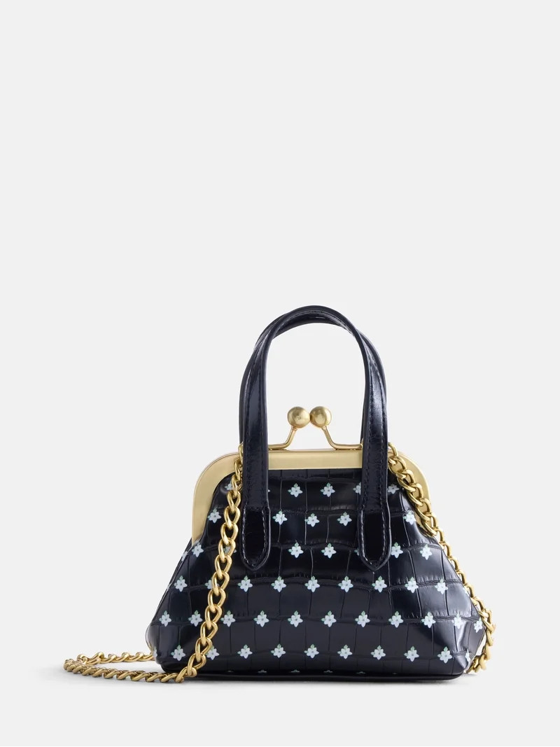 Free Assembly Women's Mini Kiss Lock Handbag Charm, Daisy Print | Walmart (US)
