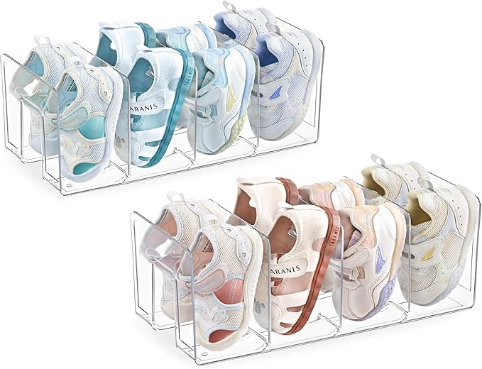 HBlife Clear Acrylic Kids Shoe Rack for Closet Organizers and Storage, Small Shoe Rack 4 Sections... | Amazon (US)