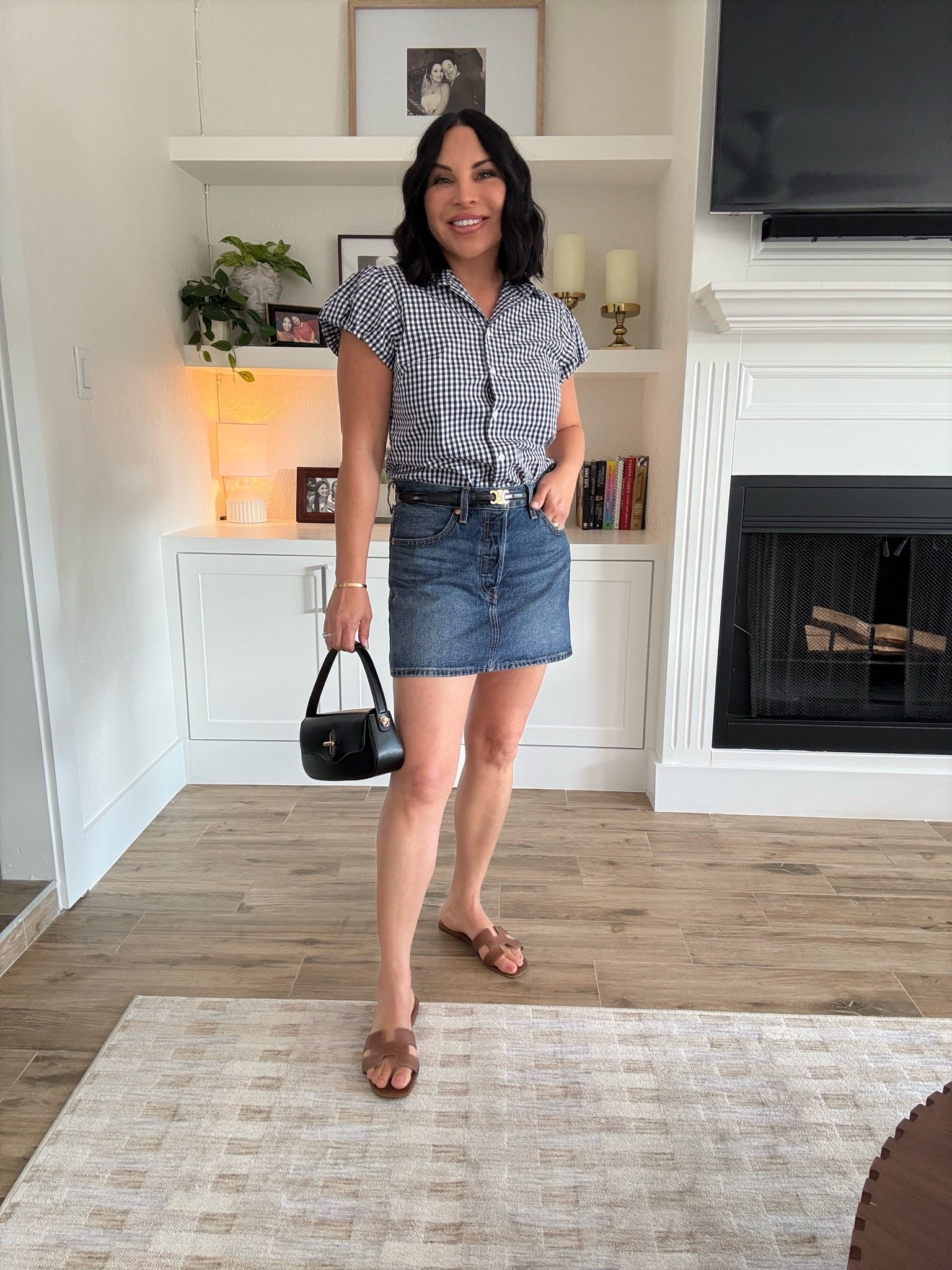 The cutest gingham button down top