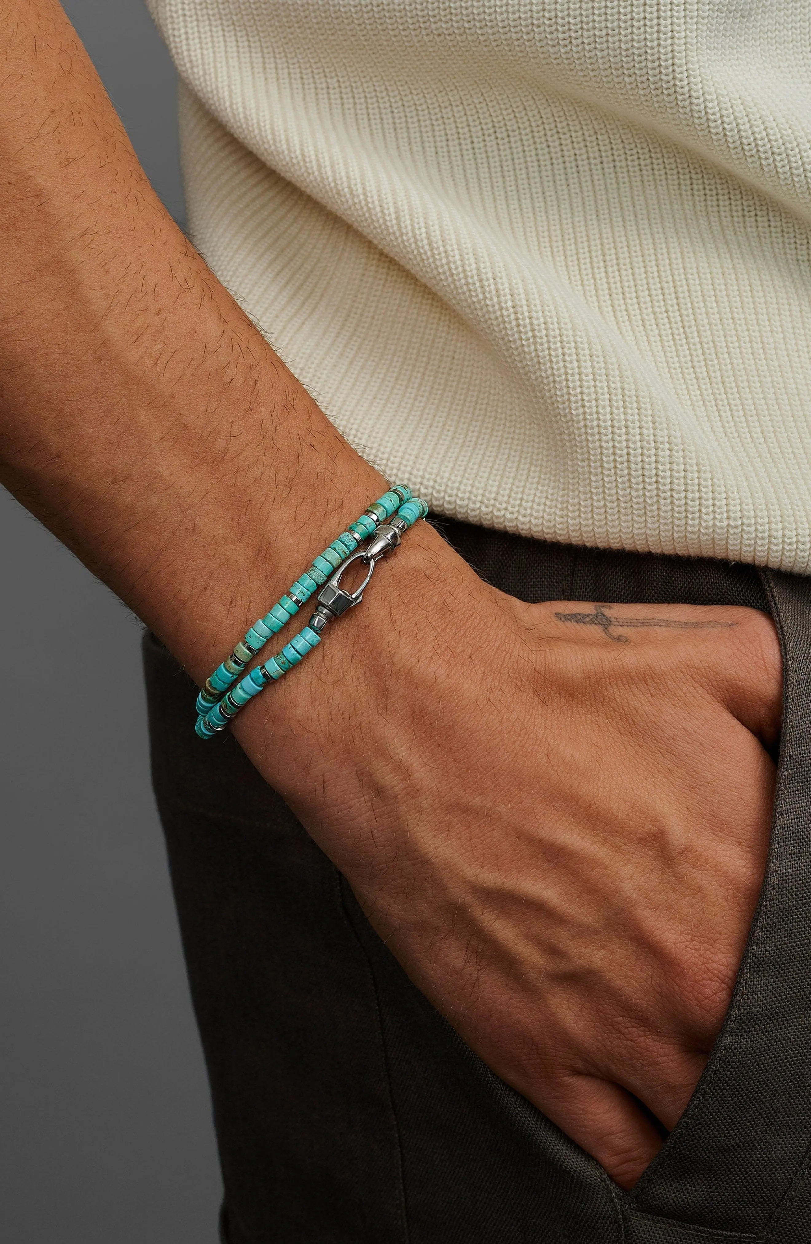 Nialaya Turquoise Heishi Wrap Bracelet (Men) | Nordstrom | Nordstrom