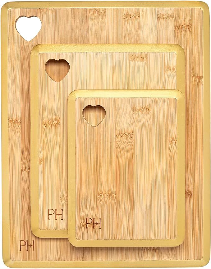 Paris Hilton Reversible Bamboo Cutting Board Set with Heart Shaped Cut-Out Design, Glamorous Gold... | Amazon (US)