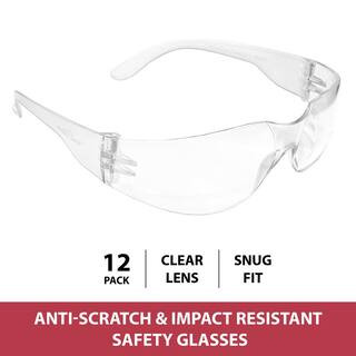 Hyline Safety Glasses : Clear, Ansi Z87.1, Impact Resistant, Anti-Scratch, 12-Pairs (1 Box) | The Home Depot