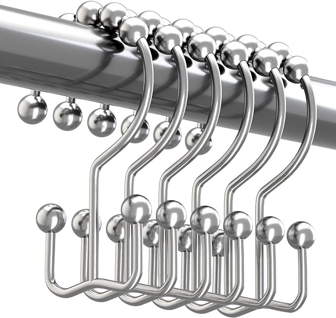 Titanker Shower Curtain Hooks Rings, Rust-Resistant Metal Double Glide Shower Hooks for Bathroom ... | Amazon (US)