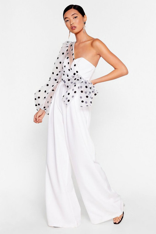 Polka Dot Organza One Shoulder Jumpsuit | Nasty Gal (US)
