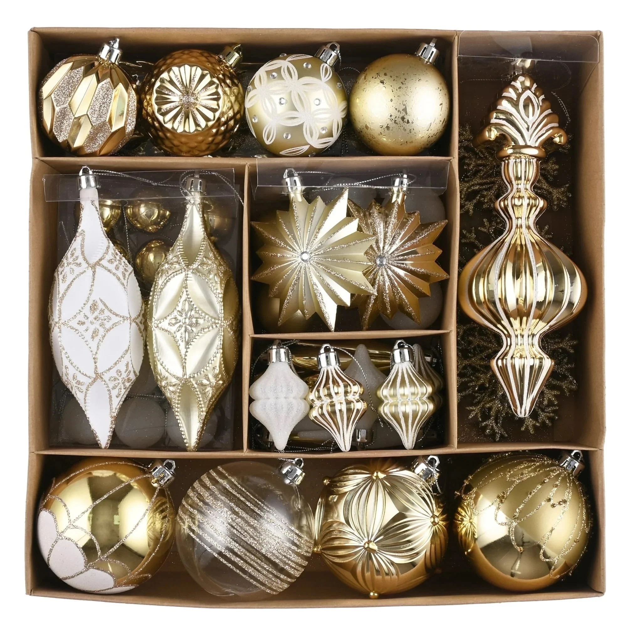 Valery Madelyn 80ct Christmas Ornaments Set, White Gold Christmas Tree Ornaments for Holiday Part... | Walmart (US)