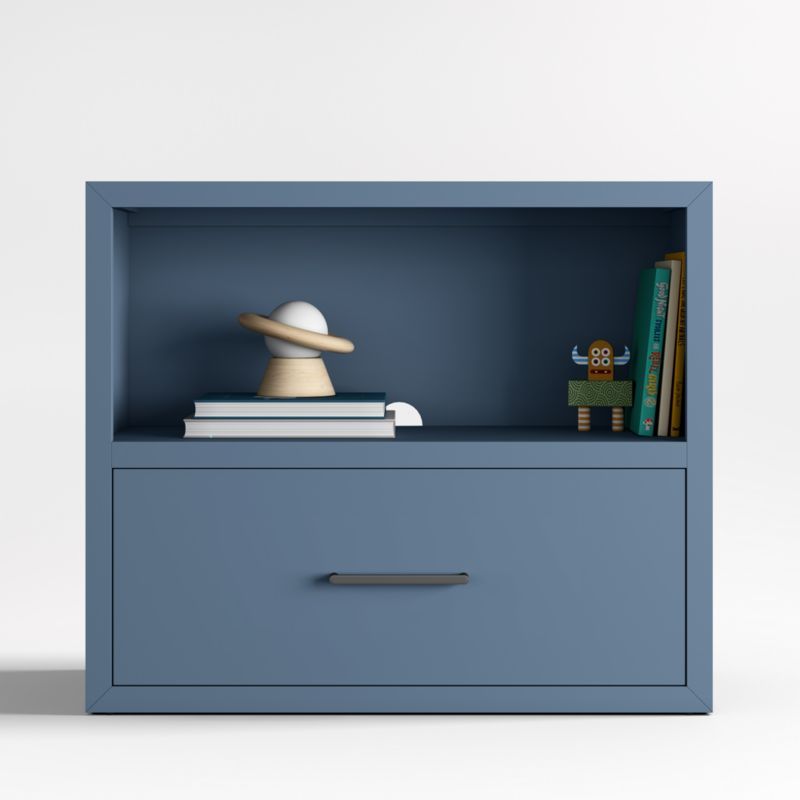 Ever Simple Modular Slate Blue Wood Kids Bookcase with Drawer | Crate & Kids | Crate & Barrel