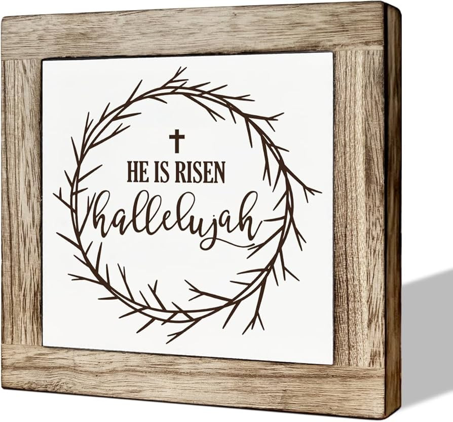 Inspirational Wood Sign, Wooden Box Signs for Home Decor, Easter Door Sign, Christian Wall Decor,... | Amazon (US)