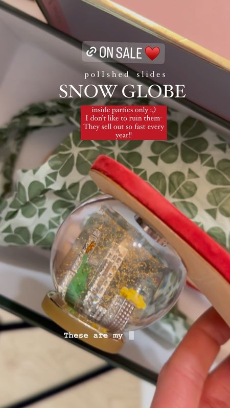 Kate Spade polished slides 
Snow globe heels 
Christmas shoes 
Holiday shoes 

#LTKGiftGuide #LTKHoliday #LTKCyberWeek