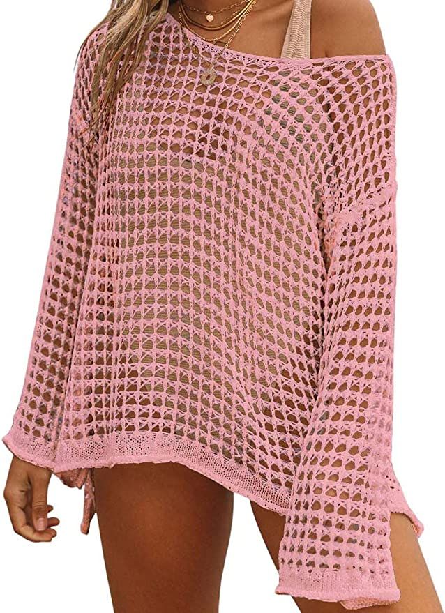 Bsubseach Crochet Cover Ups for Women Sexy Hollow Out Swim Cover Up Knit Summer Outfits | Amazon (US)