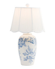 25in Ceramic Floral Table Lamp With Linen Pleated Shade | Bedroom | Marshalls | Marshalls