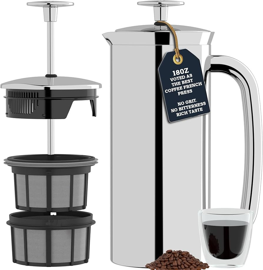 ESPRO P7 Polished French Press Stainless Steel 304 – Patented Double Walled Micro-Filter Insula... | Amazon (US)
