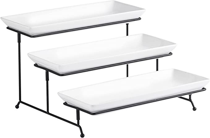 Gomakren 3 Tier Serving Stand 14 Inches Serving Platters Rectangular Large Serving Plates for Par... | Amazon (US)