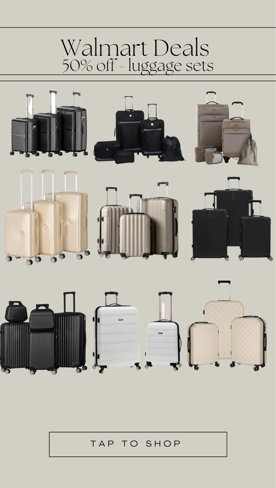 Walmart Deals - 50% off luggage sets. Round up of my favorite picks!

Luggage sets, luggage, suitcases, travel bags, carry on bags, check bags, Walmart deals, Walmart luggage

#LTKTravel #LTKHome #LTKStyleTip