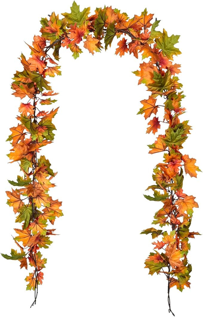 Lvydec 2 Pack Maple Leaves Fall Garland - 6.5ft/Strand Artificial Fall Foliage Garland Colorful A... | Amazon (US)