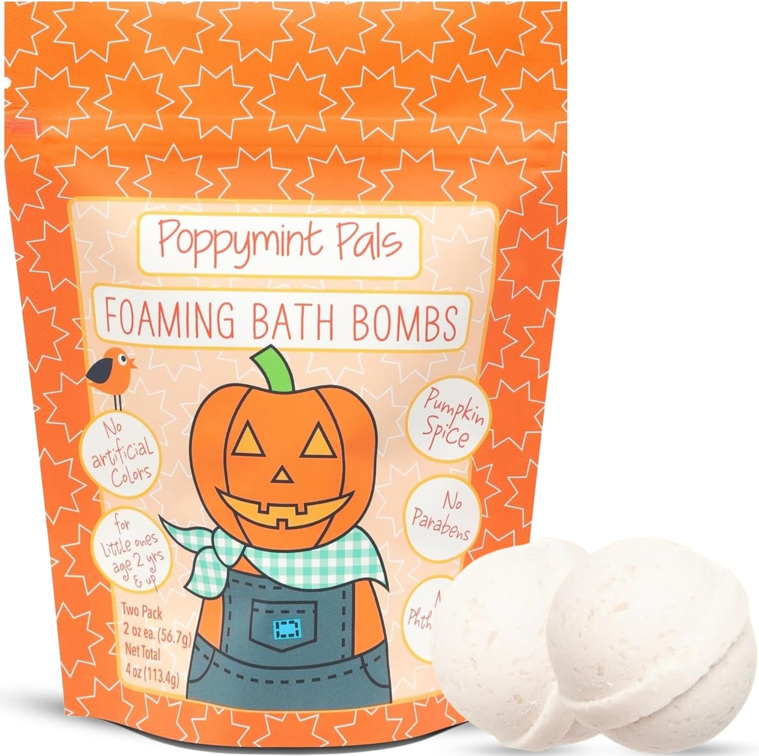 Poppymint Pals Bath Bombs, Pumpkin Spice, Coconut Oil (Toddlers & Kids) | Amazon (US)