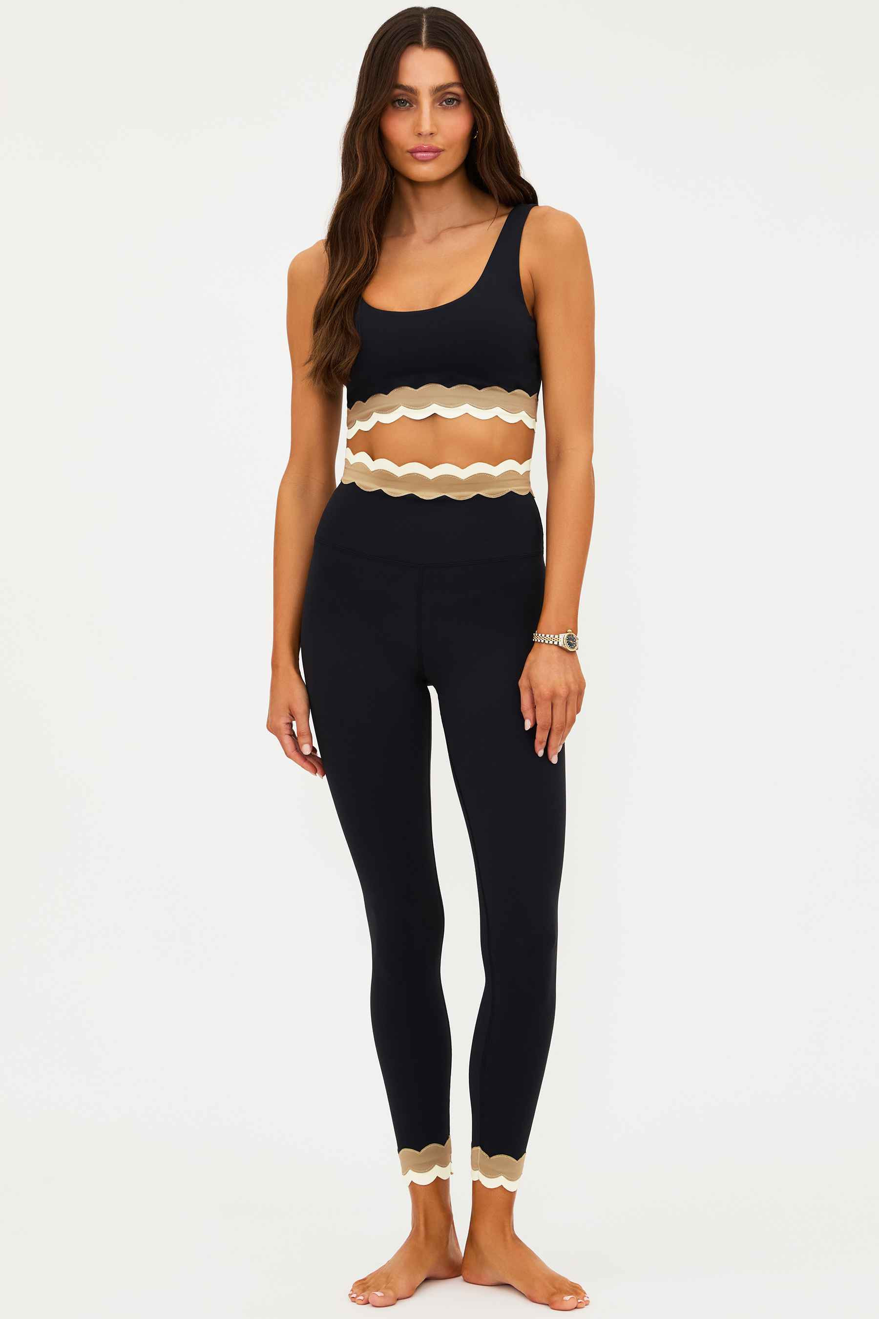 Stacy 7/8 Legging Mystic Matte Colorblock | Black and Tan Legging | Beach Riot | Beach Riot