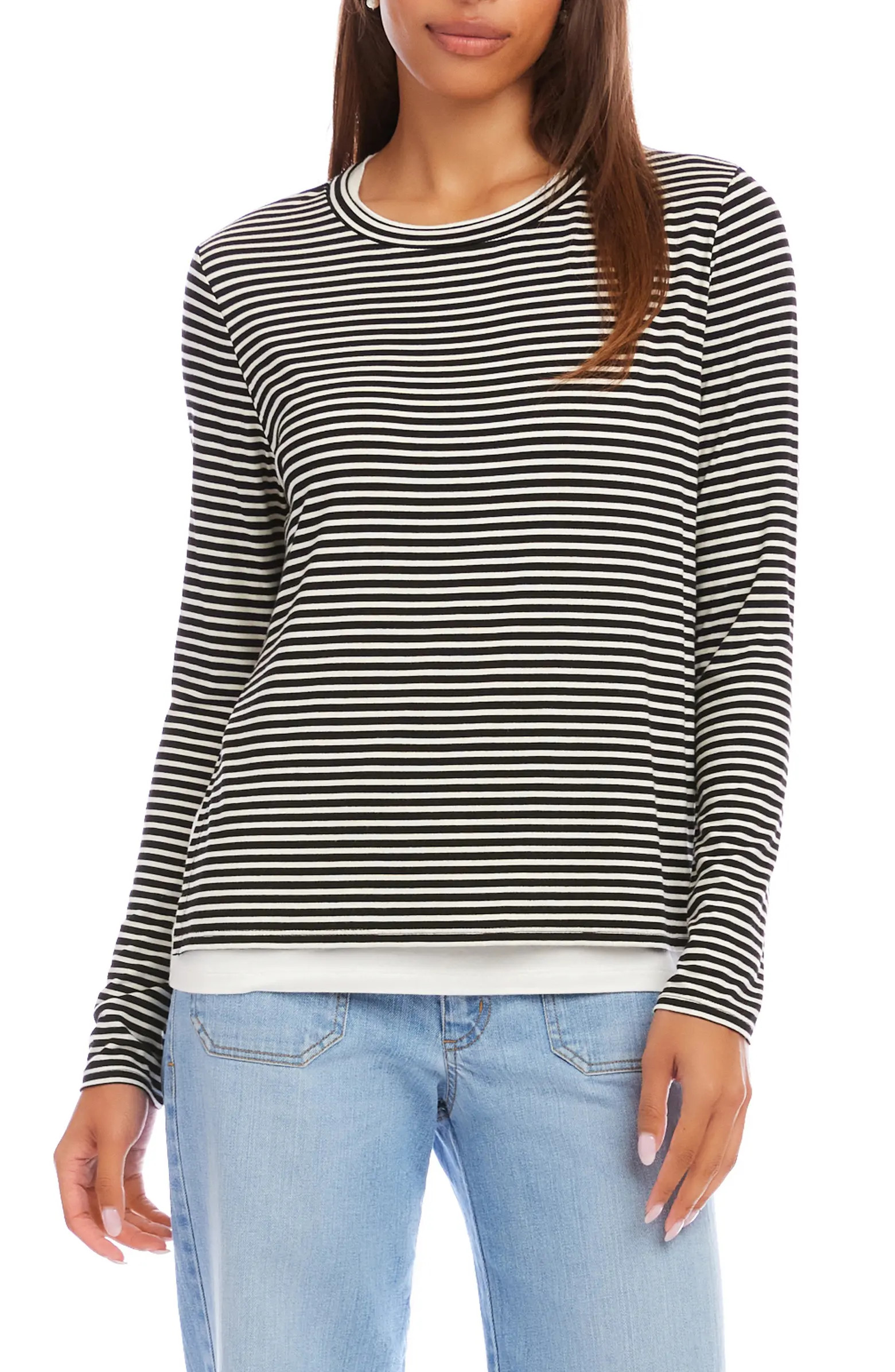 Stripe Layered Side Slit Top | Nordstrom