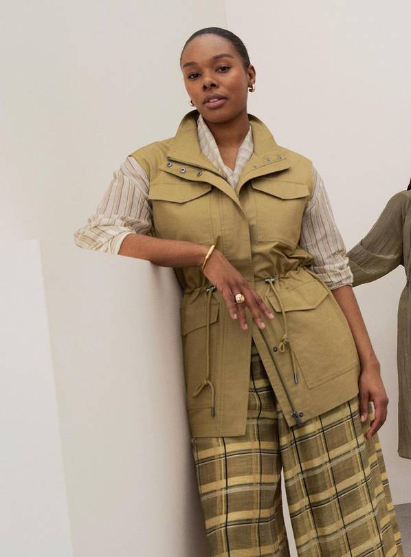 Khaki Utility Gilet S | Tu Clothing