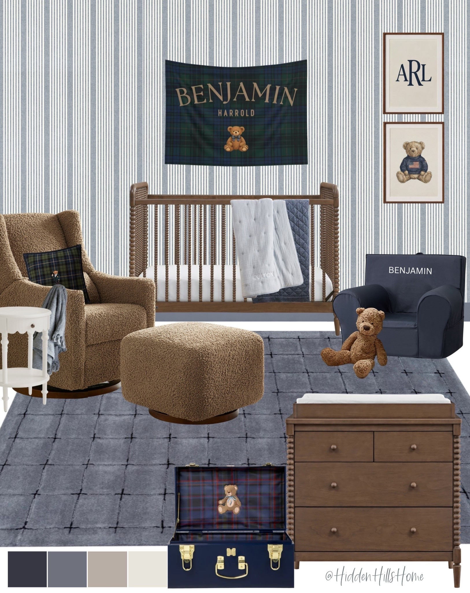Ralph Lauren inspired nursery decor, nursery mood board, baby boys room decor, nursery design, baby room, crib, glider, home decor ideas #nursery

#LTKHome #LTKSaleAlert #LTKBaby