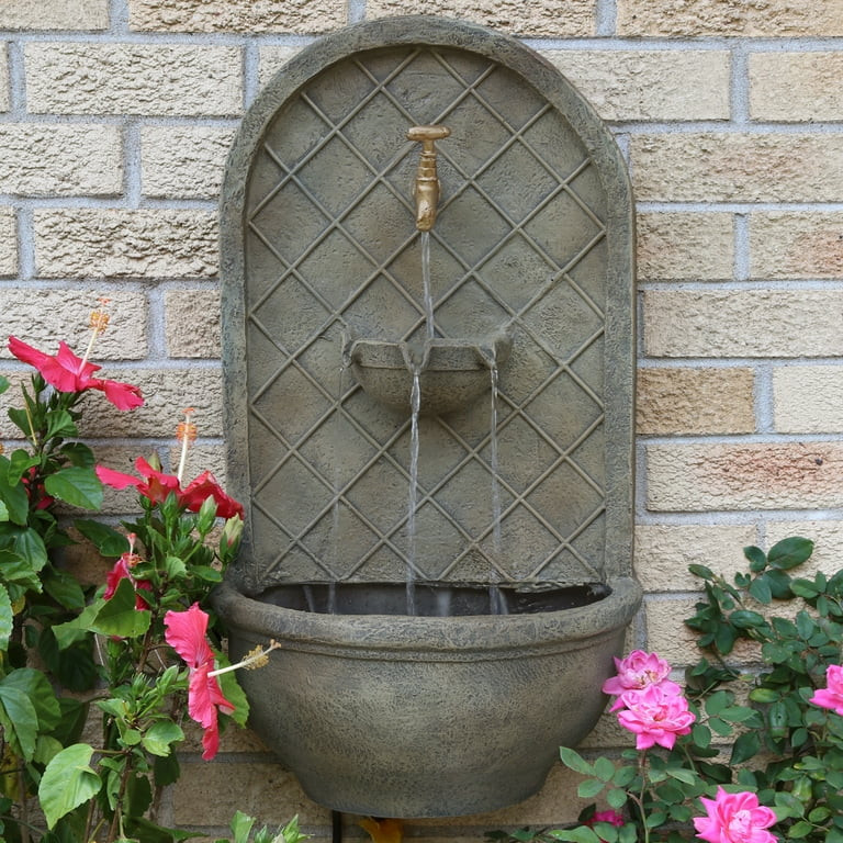 Sunnydaze Messina Polystone Outdoor Wall Fountain, Florentine Finish | Walmart (US)