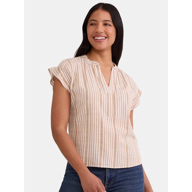 Time & Tru Women's Ruffle Collar Tank, Sizes XS-XXXL | Walmart (US)