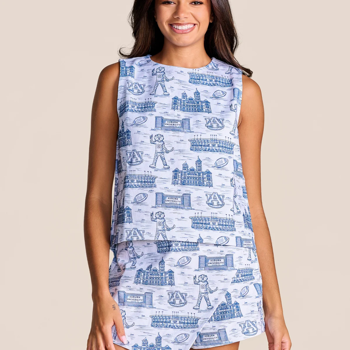 The Team Toile Denim Tank | Auburn | Stewart Simmons