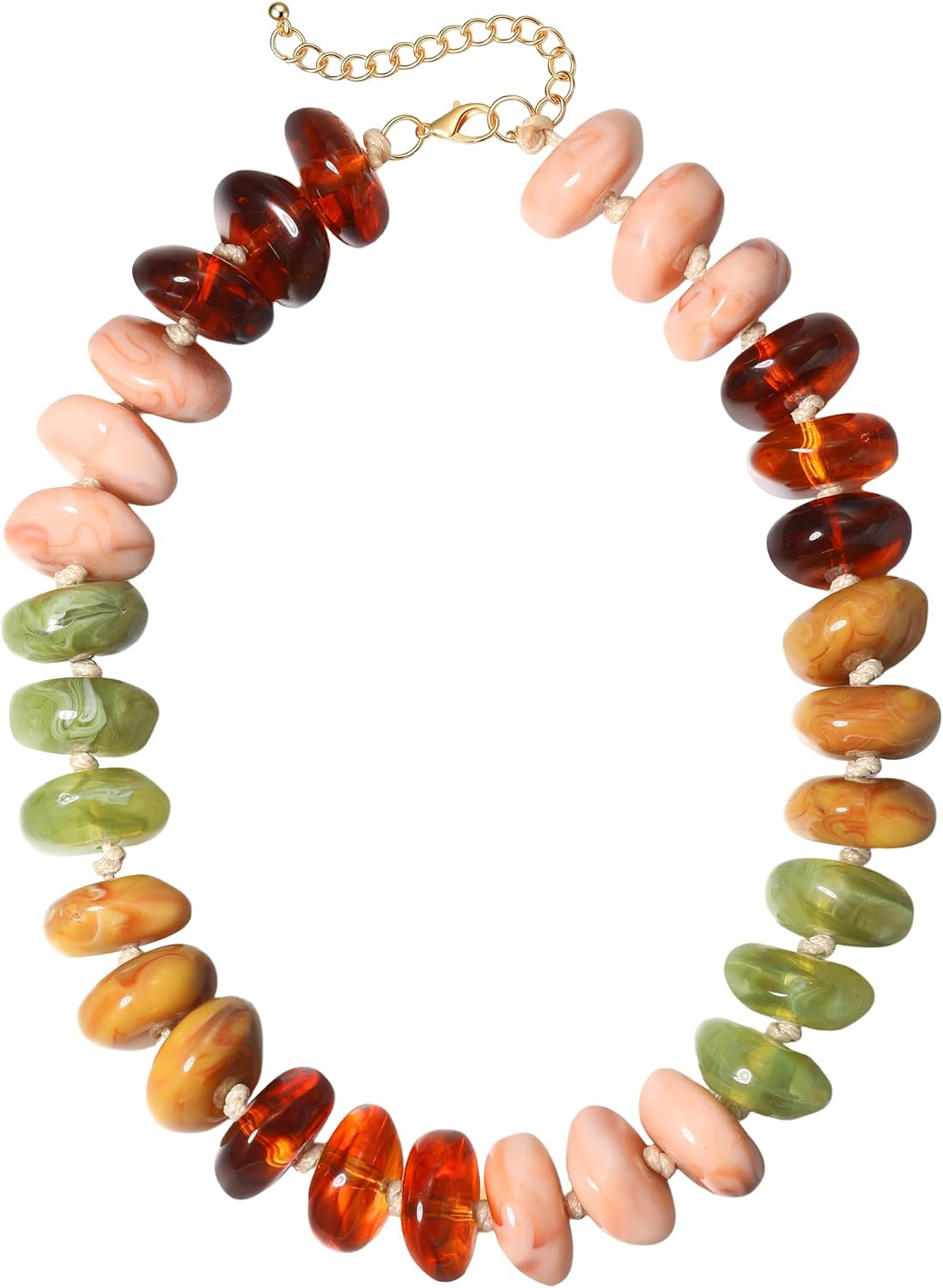 Chunky Resin Statement Necklace for Women,Colorful Beaded Necklace,Trendy Large Choker,Coastal Boho Surfer Beach Strand Necklaces M | Amazon (US)