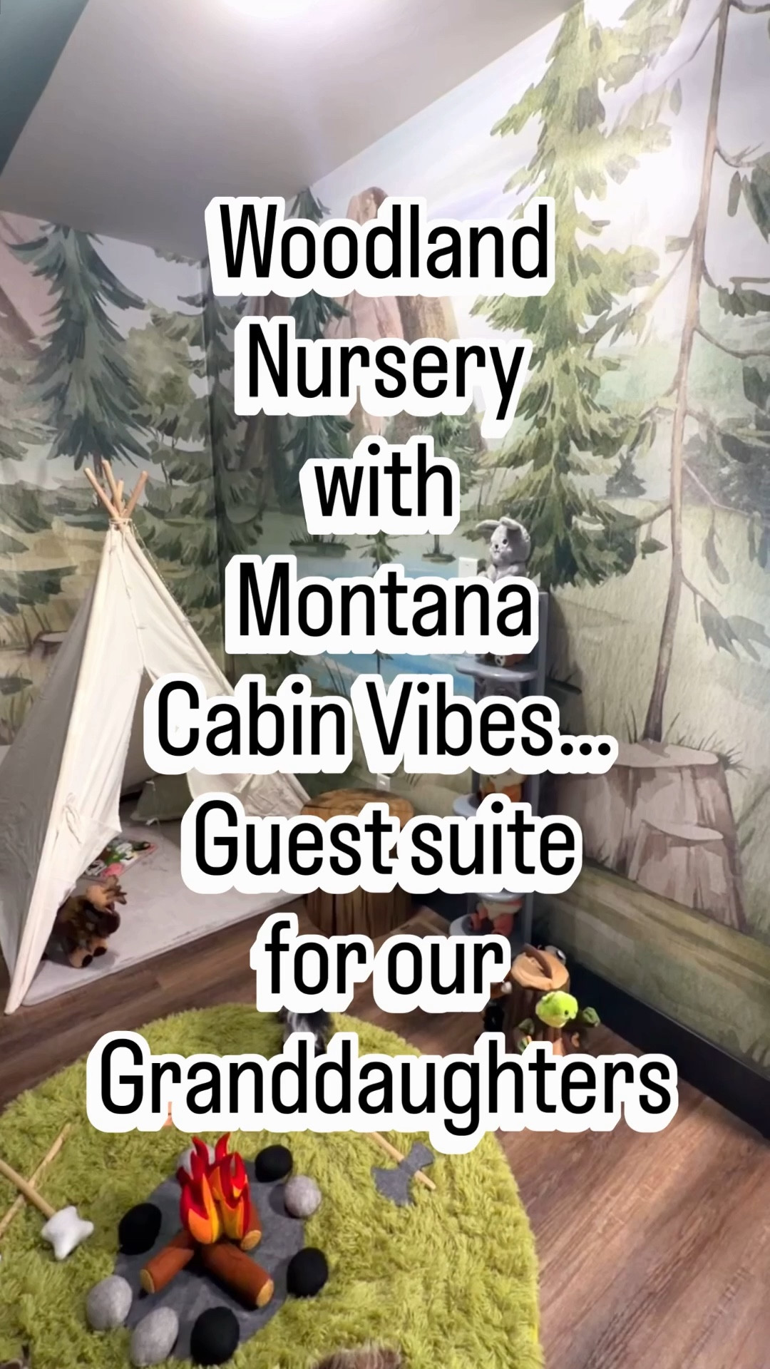 Creating this gender neutral woodland guest room for our granddaughters was so much fun. From the mural wallpaper, teepee, campfire, stuffies, and camping vibe bedding. So much fun, and they love staying in here. It is a kid's dream space. 

 #LTKHome