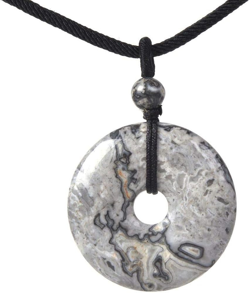 JUST IN STONES Gemstone 30mm Donut Beads Reiki Chakra Pendant Necklace Handmade Jewelry 22 Inch | Amazon (US)