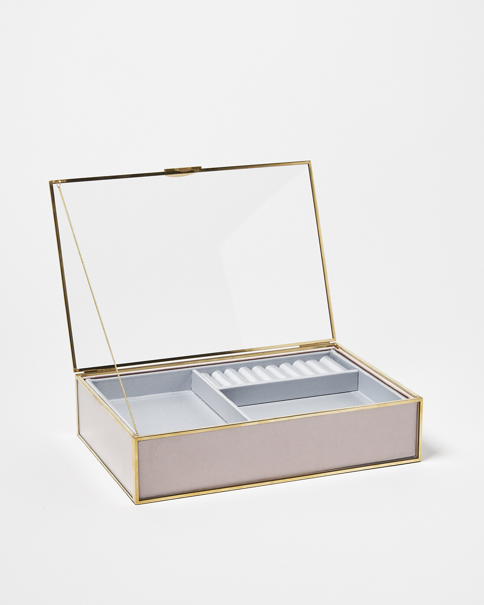 Gold & Glass Pink Satin Jewellery Box | Oliver Bonas IE | Oliver Bonas (Global)