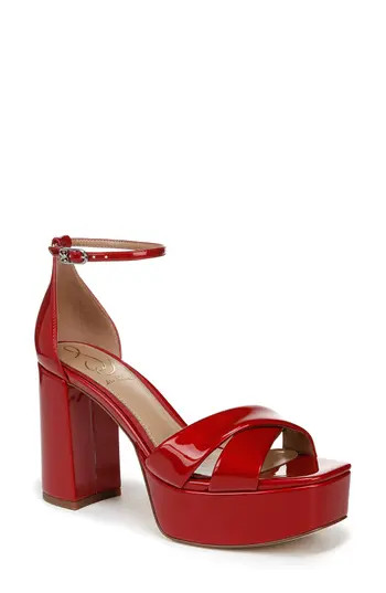 Sam Edelman Jullian Ankle Strap Platform Sandal in Passion Red at Nordstrom Rack, Size 7 | Nordstrom Rack