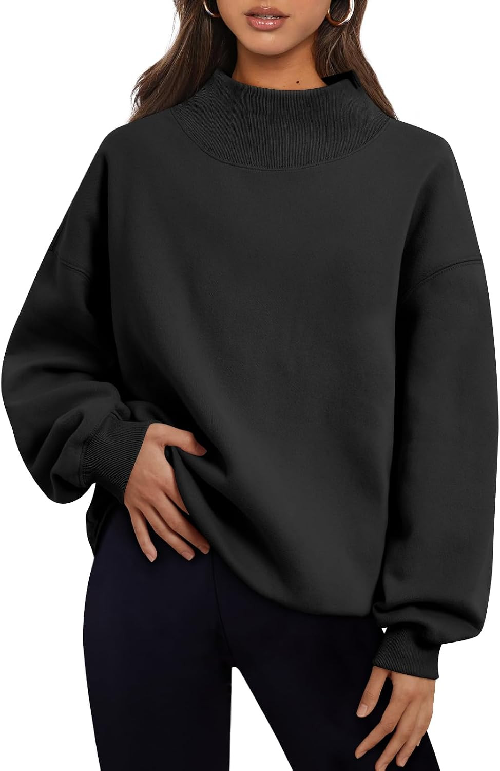 Trendy Queen Womens Mock Neck Sweatshirts Oversized Pullover Fall Outfits | Amazon (US)