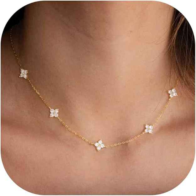 Christmas Gifts Stocking Stuffers Dainty Necklaces for Women Cute Station Choker Simulated Diamon... | Amazon (US)