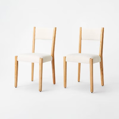 2pk Yalecrest Upholstered Seat and Back with Wood Frame Dining Chairs Cream/Natural - Threshold... | Target
