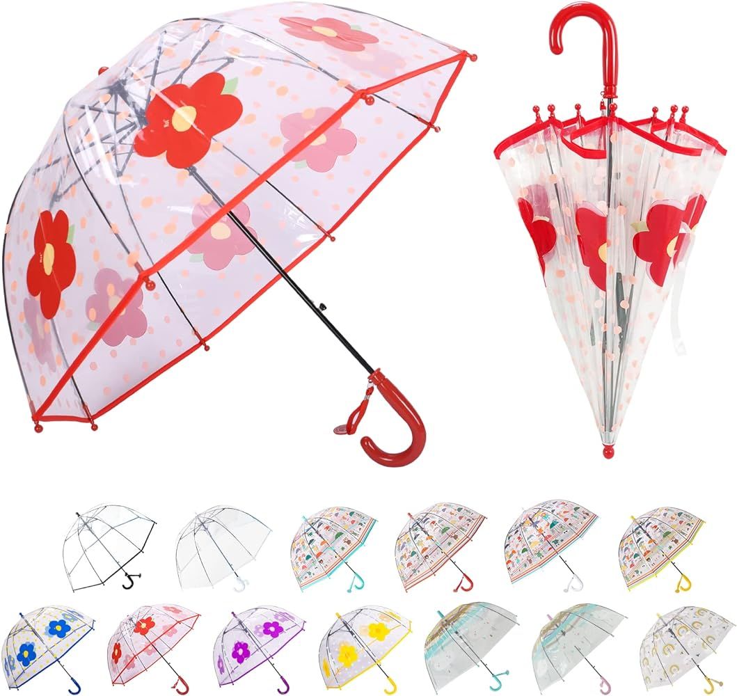 LLanxiry Umbrella Kids Clear Bubble Auto Open Umbrellas for Rain Children's Safe Transparent Dome... | Amazon (US)