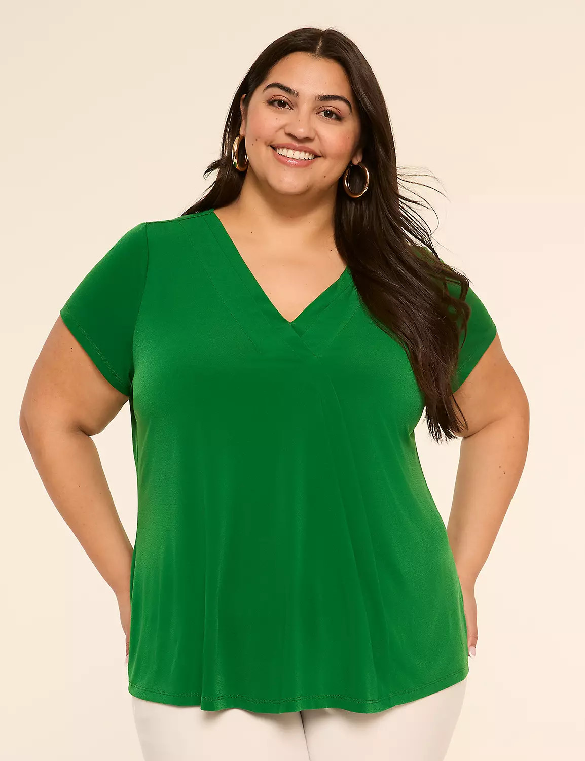 Swing Cap-Sleeve Pleat-Front Top | LaneBryant | Lane Bryant (US)