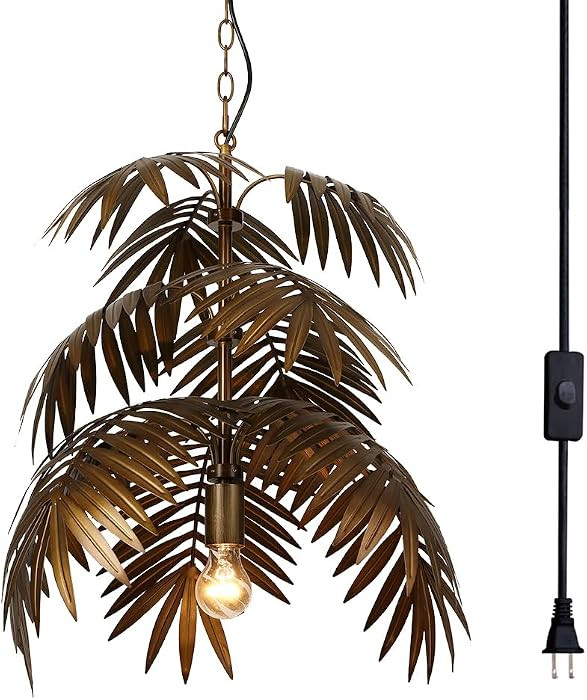 Vintage Tropical Coconut Leaves Chandelier,Plug in | Amazon (US)