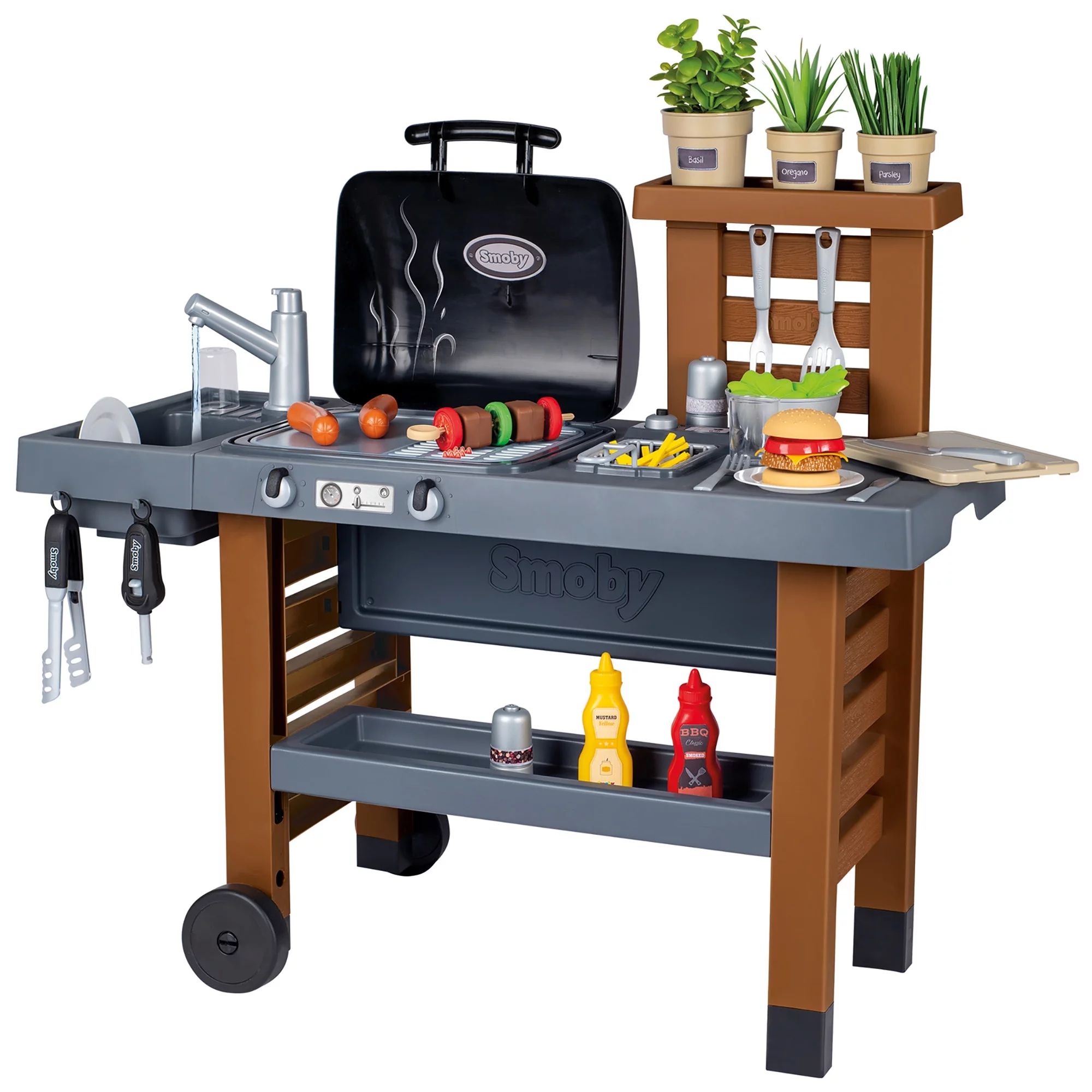 Smoby Outdoor Garden Play Kitchen Set, 43 Pieces, with Grill, Fryer & Sink, Pretend Play Kids 3+ | Walmart (US)