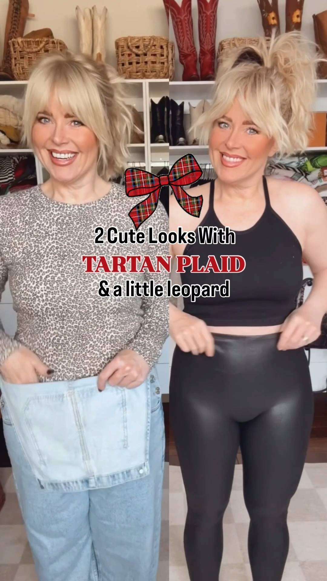  TARTAN plaid & LEOPARD print 🐆
•Mother mock neck sweatshirt M (SAVE WITH CODE MANDIE15 
•Plaid button up underneath L 
•Leggings size M

•Plaid vest M
•Leopard long sleeve tee 
•Overalls M

•Watchbands are @sparklbands save with code MANDIE
•Gold hoops are @shopbeljoy save with code MANDIE 

#LTKootd #LTKHoliday #LTKOver40