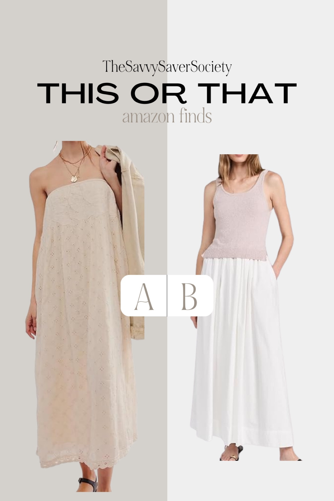This or that: AMAZON FINDS

Casual outfit, outfit ideas, elegant style, minimal style, fashion inspo, neutral style, Amazon fashion, Amazon finds, ootd, basics, street style, neutral outfits, summer outfit, summer style, summer fashion, summer outfits, styling ideas, what to wear, chic style, outfit inspo, simple outfits, resort wear, vacation outfit, maxi dress, summer dress 

#LTKSeasonal #LTKStyleTip #LTKFindsUnder50