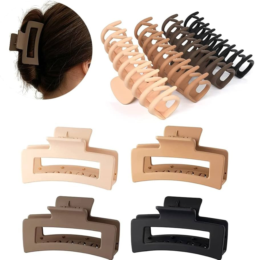 8 Pack 4.3" Large Hair Clips,Claw Clips,Hair Clips for Women & Girls,2 Styles 4 Colors Internal t... | Amazon (UK)