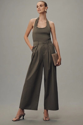 Flat White Halter Trouser Jumpsuit | Anthropologie (US)