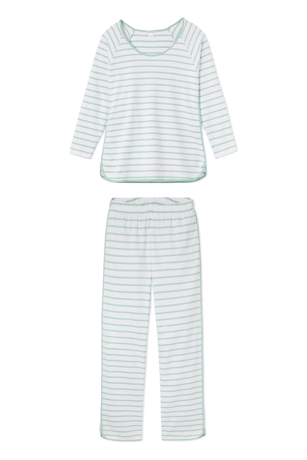 Pima Long-Long Set in Spring Green | LAKE Pajamas