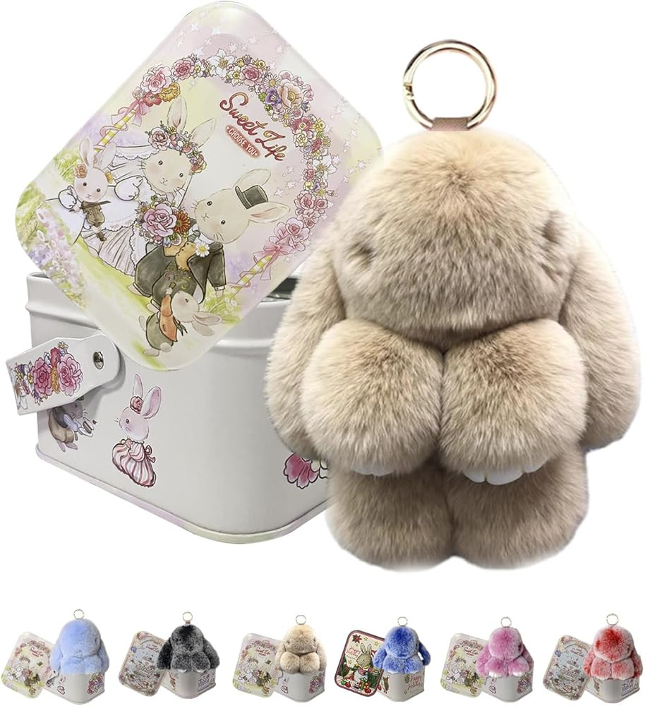 Easter Keychain With Tin Box, Bunny Lucky Keychains, Handmade Soft Bunny Keychain | Amazon (US)